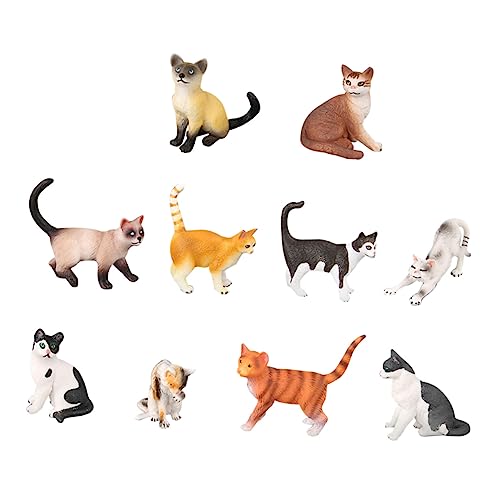 MOLUCKFU 10St simulierte Katze für Tierfiguren für Dekoration mit Katzenfiguren Tierfiguren für Katzenfans Handbemalte Katzenfiguren Mini-Katzenfiguren Katzenspielzeug Plastik von MOLUCKFU