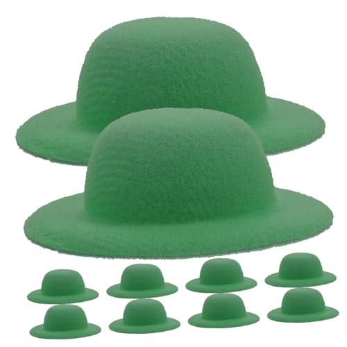 MOLUCKFU 10st Mini-Strohhut Minihüte Zum Basteln Schwarze Formale Minihüte Puppen-minihüte Strohhüte Puppenhüte Formelle Mini-hüte Mini-Zylinder Mini-weihnachtsmützen Miniatur Green Flanell von MOLUCKFU