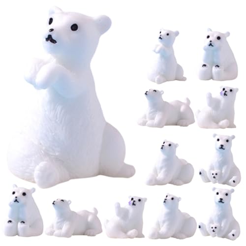 MOLUCKFU Mini Eisbären Figuren Resine Miniatur Bären Dekorationen Für Garten Schnee Szenen Und Kreative Arrangements Tierfiguren Für Und Sammler von MOLUCKFU