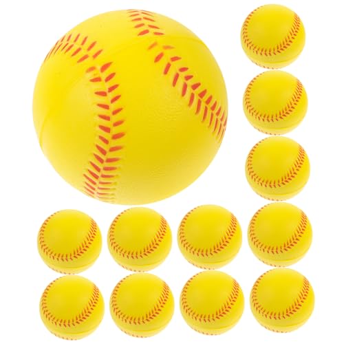 MOLUCKFU 12st Schwamm-Baseball Kleinkind Jagt Baseballbälle Draußen Baseball Spielen Flummi Weiche Kleine Baseballbälle Wettkampf-Baseball Baseball-Spielzeug Zusammendrücken Pu Yellow von MOLUCKFU