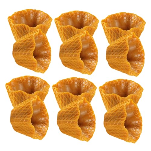 MOLUCKFU 12st Simulationskegel Winziger Popcornmais Mini-snackkegel Kleines Schneeballmodell Simulation Von Essensrequisiten Simulationsmodell Für Lebensmitteldesserts Light Brown PVC von MOLUCKFU