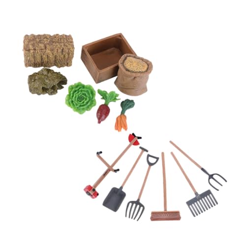 MOLUCKFU 13 Teiliges Set Gartenwerkzeug Ornament Sandtisch Spielzeug Outdoor Spielsets Mini Bauernhof Ornament Mini Hacke Und Rechen Bauernhof Dekoration Bauernhof von MOLUCKFU