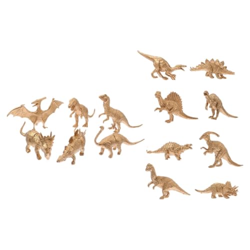 MOLUCKFU 14st Goldenes Dinosauriermodell Desktop-Ornament Dinosaurier-Statue Miniatur-Dinosaurier-Modelle Lebendige Dinosaurier Modell Simulation Dinosaurier Plastik von MOLUCKFU