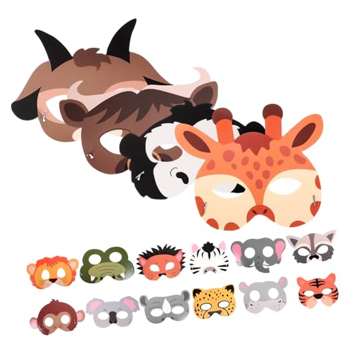 MOLUCKFU 16 Stück Tier Papiermasken Tiere Dekorieren Halloween Kostümmasken Partymaske Tiermasken Papiertiermaske Kindermaske Geburtstagsdekorationen Halloween Cosplay von MOLUCKFU