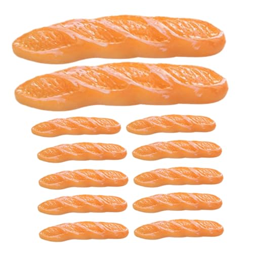 MOLUCKFU 16st Nachgemachtes Langes Baguette Simuliertes Brot Mini-DIY-dekor Kunstbrot Falsches Brot Gefälschte Essensrequisite Realistische Brot-Foto-Requisite Mini-Brot-Modell Harz Orange von MOLUCKFU