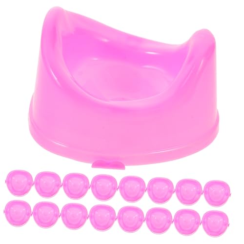 MOLUCKFU 16st Puppentoilette Puppenhauszubehör Mini-bastelarbeiten Mini-schmuck-badezimmermöbel Mini-haustoilette Realistische Mini-Toilette Lätzchen Für Babypuppen Mini-möbel Rosa Plastik von MOLUCKFU