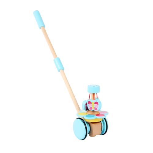 MOLUCKFU 1Stk Kinderwagen für Kleinkinder pädagogisches Holzwagen Wagen aus Holz Trolley- Kinderspielzeug Cartoon-Warenkorb- Lauflernspielzeug hölzern von MOLUCKFU