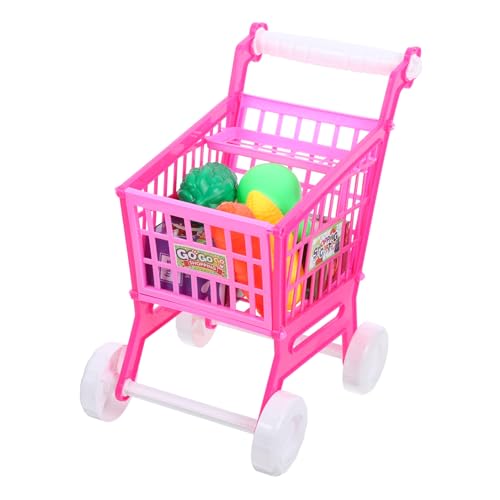 MOLUCKFU 1Stk Simulierter Warenkorb Einkaufswagen für Kinder Mini-Einkaufswagen Einkaufswagen Spielzeug Kinder kaufmannsladen kinderladen simulierter Trolley Spielzeugregale Abs Rosa von MOLUCKFU