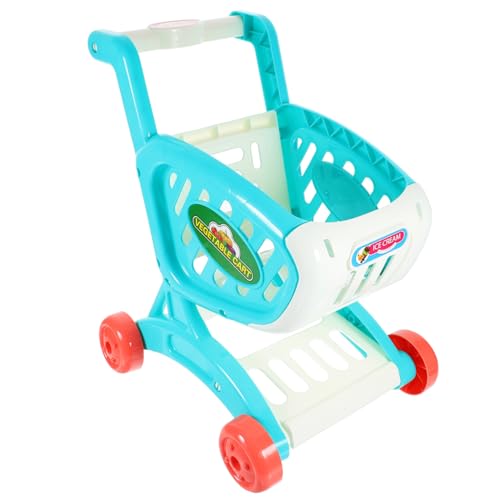 MOLUCKFU 1stk Einkaufs Wagen Für Kinder Spielzeug So Tun, Würde Man EIN Spiel Spielen Kinderwagen Lebensmittelkorb Handwagen Simulierter Supermarktwagen Mini-Wagen Miniatur Plastik Blue von MOLUCKFU