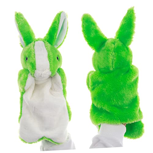 MOLUCKFU 1stk Handpuppe Hase Fingerpuppe Hase Plüsch Kopf Marionette Tierische Hand Spielzeug Für Kinder Geschichte Erzählende Marionette Kaninchenspielzeug Tierpuppen Puppenspielsets Green von MOLUCKFU