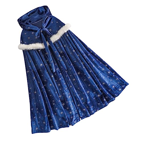 MOLUCKFU 1stk Poncho Mit Pelzkragen Für Kinder Partymantel Mantel Mit Pelzkragen Cosplay-umhang Für Kinder Umhang Kinderzubehör Kinder Umhang Modischer Umhang Blue Samt von MOLUCKFU