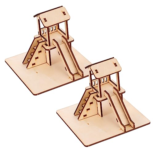 MOLUCKFU 2 Sätze Dia-Modell Lernspielzeug 3D-Puzzle Kinderrutsche Schreibtischspielzeug Kinder bastelset basteln für Kinder holzkit Lernset Bauen Spielzeug für Kinder zusammenbauen hölzern von MOLUCKFU