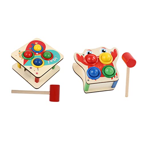 MOLUCKFU 2 Sätze Klopftisch adventsgeschenke Toys mit Hammer und Stift blockieren Lernspielzeug kognitives hölzern Colorful von MOLUCKFU