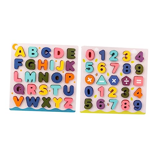 MOLUCKFU 2 Sätze Puzzle Lernspielzeug für Kinder Nummernalphabetblöcke Alphabet-Spielzeug interaktives Spielzeug rätselbuch Kinder Toy Bildungsblöcke Zahlenzuordnungsspielzeug hölzern von MOLUCKFU