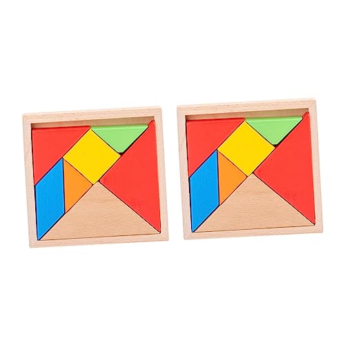 MOLUCKFU 2 Sätze Tangram-Puzzle-Spielzeug Lernspielzeug Tangram Puzzle Kinder Puzzle holzsteckpuzzel kindergeburtstags mitgebsel Kinder Spielen Spielzeug Früherziehungsspielzeug Bambus von MOLUCKFU