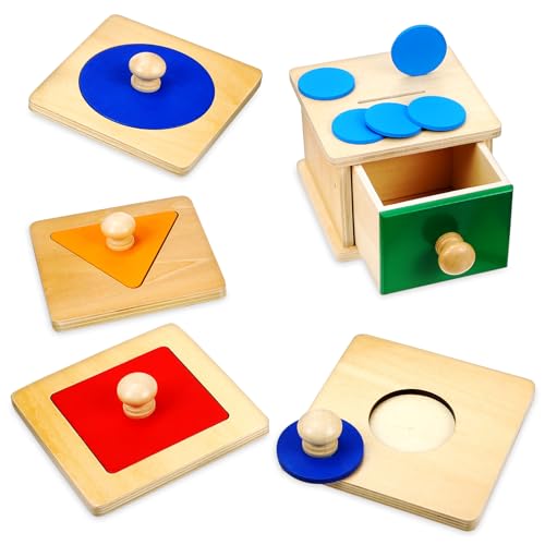 MOLUCKFU Kinderspielzeug Baby Spielzeug 2er Set Holzspielzeug Für Kleinkinder Ünzbox Mit Geometrischen Puzzles Pädagogisches Für Babys Ideal Für Frühes Lernen Und Feinmotorik Für Jungen Und Ädchen von MOLUCKFU