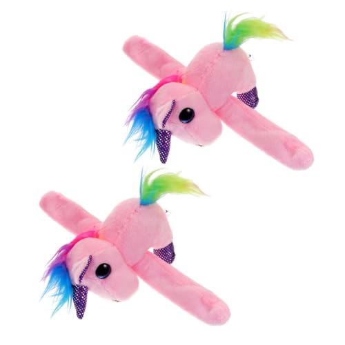 MOLUCKFU 2 Stück Einhorn Armbänder Stofftiere Lustige Kinder Schlagarmbänder Stoffarmbänder Dekorative Schlagarmbänder Interessante Schlagarmbänder Kinder Party Spielzeug von MOLUCKFU