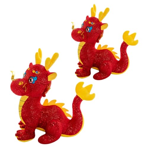 MOLUCKFU 2 Stück Jahr des Drachen Maskottchen Puppe B Kinderspielzeug Drache Stofftier Stoffdrache Neujahr Drachenpuppe Schöne Drachenpuppe Stofftiere Puppe Drachenpuppe Für Sofa Plüsch von MOLUCKFU