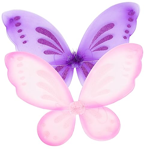 MOLUCKFU 2 Stück Schmetterlingsflügel Kostüm Für Mädchen Fee Flügel Cosplay Zubehör Butterfly Wings Für Karneval Und Fasching Tanzflügel Set Für Kinder von MOLUCKFU