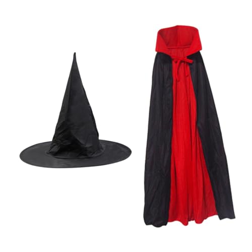 MOLUCKFU 2-Teiliges Set Zauberer Kleidung Kinderumhang Mantel Super Umhänge für Superhelden-Umhänge Halloween Costume Halloween Kleidung Zauberer Kostüm Zauberer Cosplay Umhang Black von MOLUCKFU