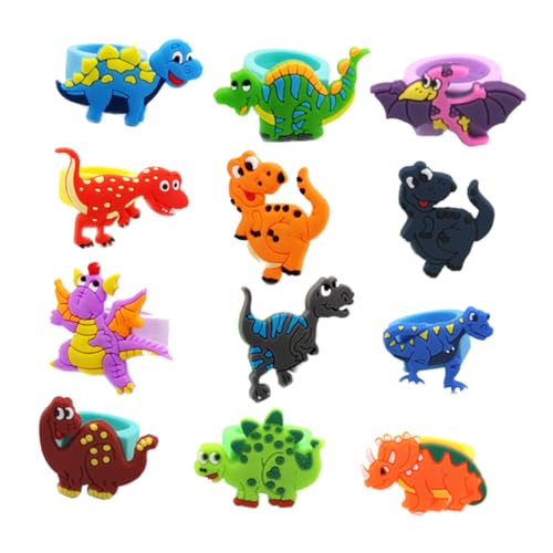 MOLUCKFU 20 Stück Dinosaurier Fingerringe Aus PVC Lustige Cartoon Fingerpuppen Kindergeburtstag Gastgeschenke Zufällige Stile von MOLUCKFU