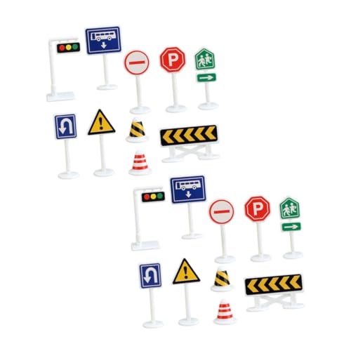 MOLUCKFU 20st Mikro-Verkehrsschild Verkehrszeichen-Spielzeug Verkehrszeichen Spiel Modellspielzeug-verkehrszeichen Spielzeug Straßenschild Spielzeug Mini- Ampellampe Ampelspielzeug Abs von MOLUCKFU