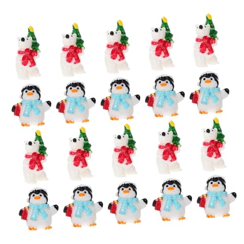 MOLUCKFU 20st Weihnachtsmikro-szenen-verzierung Ornamente Schneekugel Mini Bärenfigur Mini-Weihnachtsbaum Weihnachtsmikrolandschaft Weihnachtsfiguren Weihnachtsschmuck Pinguinfiguren Harz von MOLUCKFU