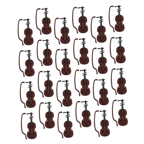 MOLUCKFU Realistische Violine Miniatur Geigen Set Mini Violine Ornamente 24 Pack Holzmaserung Violine von MOLUCKFU