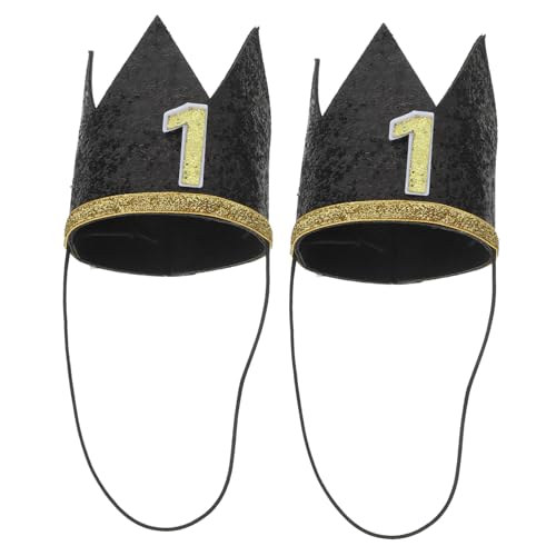 MOLUCKFU 2Pcs 1. Geburtstag Crown Hut Boy Zahlen Haarzubehör Party Dekorationen Kronenhut Für 1. Geburtstag 1. Geburtstag Elastischer Kronstadband Geburtstag Hats Geburtstag Kronstirnband von MOLUCKFU