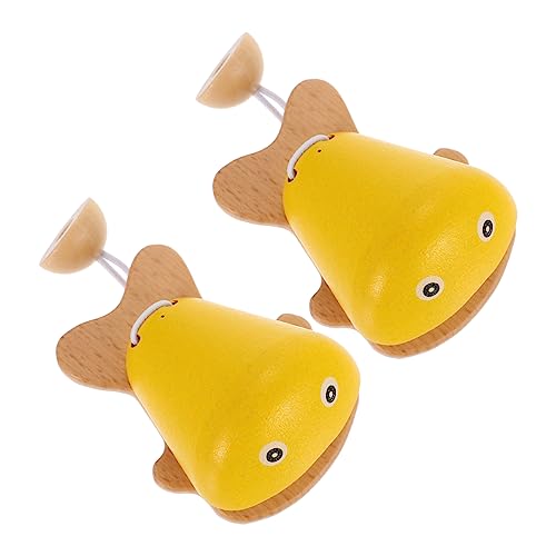 MOLUCKFU 2St Fischkastagnetten Frühpädagogisches Spielzeug Kinder versorgen kinderinstrumente Kinder Instrument Toys interessantes Kinderspielzeug Kastagnettenspielzeug aus Holz Yellow von MOLUCKFU