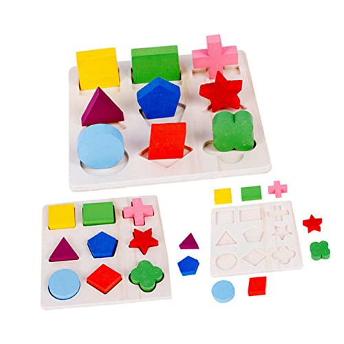 MOLUCKFU 2St Früherziehungsspielzeug Kinder Puzzle Kinder rätsel Kreatives Lernspielzeug Educational Toys zabawki stymulujące rozwój Geometrieerkennungsspielzeug Geometrietafel Bambus von MOLUCKFU