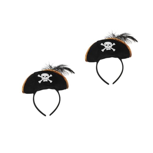 MOLUCKFU 2St -Hut-Stirnband Piratenzubehör Piratenkopftuch halloween haarschmuck halloween haarreif Piraten-Cosplay-Requisiten Stirnbänder für Cosplay-Kostüme Vlies Black von MOLUCKFU