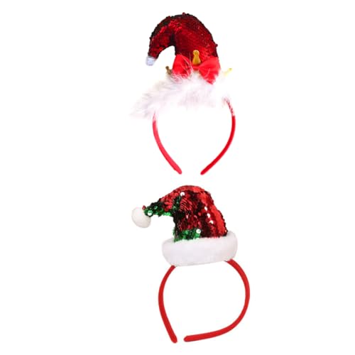 MOLUCKFU 2St Süßes Weihnachtsmütze-Stirnband Weihnachtshaarreifen Paillettenhut weihnachts haarspangen christmas headband süße Stirnbänder Gefälligkeiten für Weihnachtsfeiern Stoff von MOLUCKFU