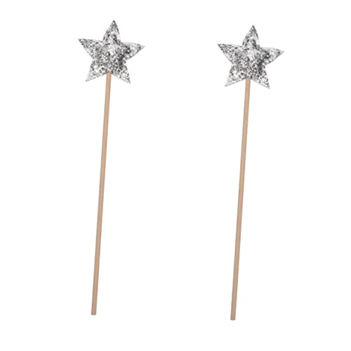 MOLUCKFU 2St Zauberstab Feenstöcke für kleine Mädchen für Mädchen Rollenspiel Feenstab Sternstäbe Fairy Wand Party zubehör Kinder Glitzersterne Zauberstäbe Feenstäbe Stoff Silver von MOLUCKFU