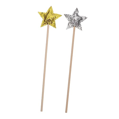 MOLUCKFU 2St Zauberstab Handlicher Lichtstab für Kinder Mädchenspielzeug Glitzer-Fee-Cosplay-Stick funkelnder Stab Feenzepter Fairy Wand kinderkleidung b Toys Feenstab Sternenstab hölzern von MOLUCKFU