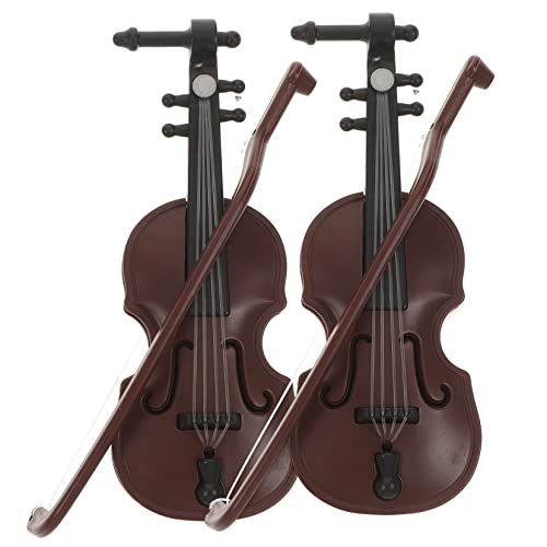 MOLUCKFU 2St simulierte Geige Mini-Violine-Modell Mini-Spielzeug für Musikinstrumente Musical Instruments bastelzeug raumdeko Modelle von Musikinstrumenten Violine Handwerk Abs Brown von MOLUCKFU