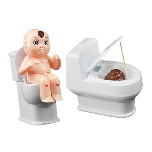 MOLUCKFU 2St spritzende Toilettenpuppe Miniatur Puppe sitzt auf Toilette, Witzspielzeug wehe Halloween Spielzeug Halloween Toys Puppen Toilettenspritz-Streichspielzeug Wassersprühspielzeug von MOLUCKFU