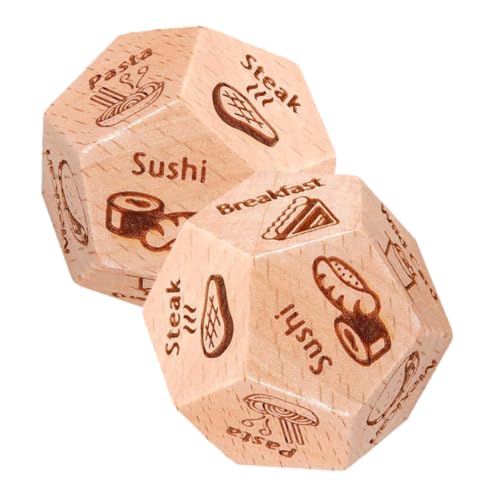 MOLUCKFU 2st Gourmet-sieb Abendessen-entscheidungswürfel Taschenwürfel Essensentscheidungswürfel Essenswürfel Aus Holz Spiel-Requisiten Würfel Spielzeug Winzige Würfel Light Brown Hölzern von MOLUCKFU