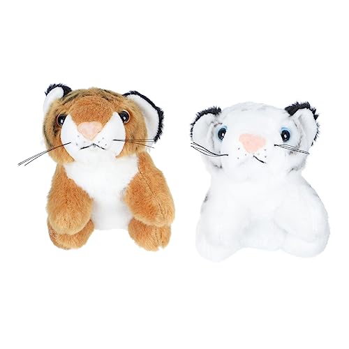 MOLUCKFU 2st Kleine Tigerverzierung Tigerpuppe Tiger-Ornamente Hübsche Puppe Kinderpuppenspielzeug Zuhause Tigerpuppen Desktop-Ornamente Interessantes Kindergeschenk Plüsch von MOLUCKFU