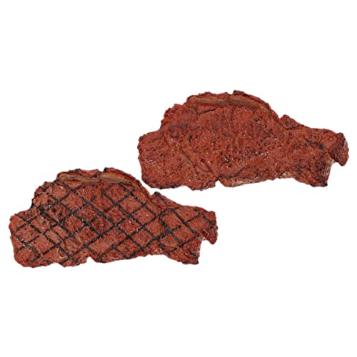 MOLUCKFU 2st Steak-Modell Gebratenes Steakspielzeug Steak-Foto-Requisite Künstliche Fleischrequisiten Künstliche Steak-Requisiten Fleischimitat Simulation Rindersteak Grillfleisch Brown PVC von MOLUCKFU