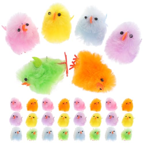 MOLUCKFU 32st Osterküken Simuliertes Plüschküken Kleines Huhn Ostern Küken Dekore Hähnchen-stofftiere Süße Kuscheltiere Verzierung in Kükenform Hühnerplüsch Colorful Umweltfreundlicher Samt von MOLUCKFU