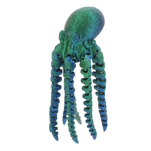 MOLUCKFU 3D Gedruckte Oktopus Figur Mit Beweglichen Beinen Realistisches Oktopus Für Und Sammler Dekorative Meereskreatur Für Zuhause Und Schreibtisch Lasergrün von MOLUCKFU