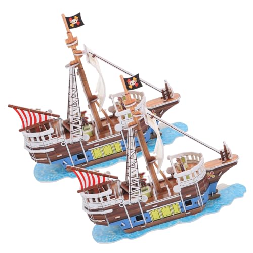 MOLUCKFU 3D Piratenschiff Puzzle Modellbau Set 2 Sets Puzzle Für Ab 8 Jahren Und Erwachsene Kreatives Für Spannende Abenteuer Bausatz Für Schiffsliebhaber von MOLUCKFU