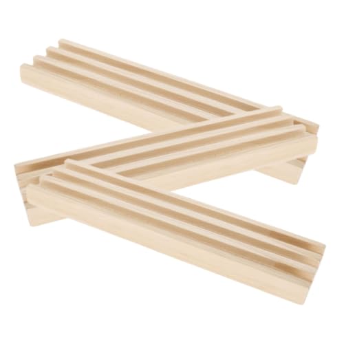 MOLUCKFU 3Pcs Domino Display Stand Domino Karten Basis DIY Accessoire Holz Domino Basis Mit Stand DIY Domino Holder Multifunktion Domino Bases Domino-Spielzubehör Domino Racks von MOLUCKFU