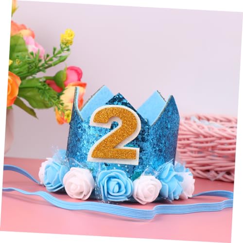 MOLUCKFU 3St Geburtstagsparty-Kappe Partyhüte für Kinder Mütze für Babys im Alter von 1 Jahren -Geburtstagsmütze haarband hair-band hairbands Kronenhüte Partyhüte für die Babyparty Blue von MOLUCKFU