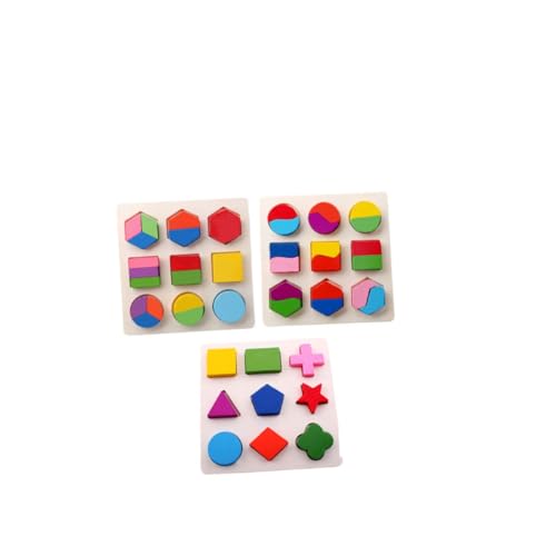 MOLUCKFU 3St Geometrie-Puzzle-Spielzeug Form des Vorschullernens Farblernpuzzle Form-Matching-Puzzle Kinder holzpuzzle Kinder holzspielzeug Früherziehungsspielzeug Geometrietafel Bambus von MOLUCKFU