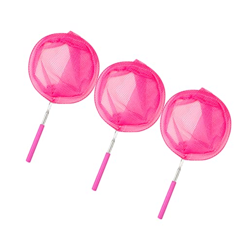 MOLUCKFU 3St Netze Kinder Fischnetz Angelspielzeug Fisch Kescher Fangnetz für Kinder einziehbares Netz sicherheitsnetz Kinder Outdoor-Spielzeug für Kinder Schmetterlingsfangnetz Rosa von MOLUCKFU