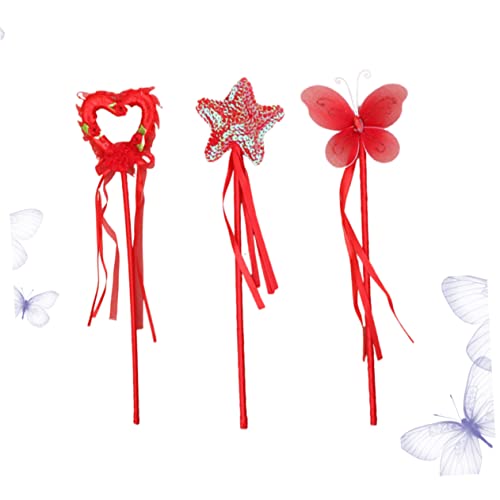 MOLUCKFU 3St Pentagramm-Zauberstab Fairy Wand verkleidung Kinder hühner Spielzeug Kid Toys Zauberstab der Schmetterlingsfee Zauberstab der Feenprinzessin Party Zauberstab Zauberstäbe rot von MOLUCKFU