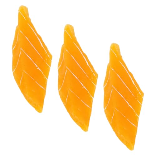 MOLUCKFU 3St Simulation Lachs falsches Fleisch Lachs-Modell Japanisches Essensdekor künstliche Fische Party Decoration realistische gefälschte Lachsscheiben Szenenfotografie Requisiten PVC von MOLUCKFU