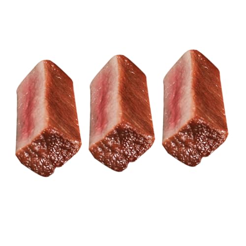 MOLUCKFU 3St Steak-Modell Restaurant deko esszimmer deko Kunststoff Steak Modell Künstliches Fleisch Dekoration gefälschtes Fleisch-Lebensmittelmodell künstlich gekochtes Steak PVC Brown von MOLUCKFU